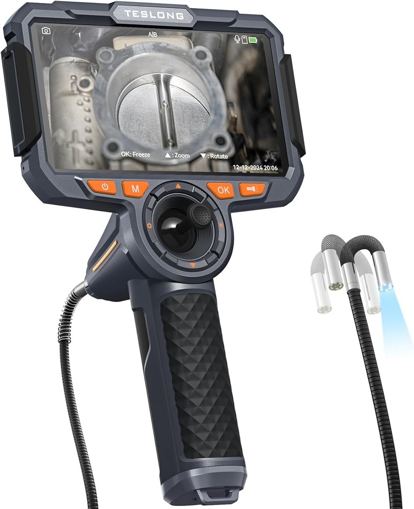 3.9mm/6.5mm 4-Way Joystick Articulating Borescope Inspection Camera 6” Monitor