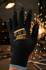 12 Pair Gasoline Black Safety Gloves Latex Coated Grip Cut Resistant