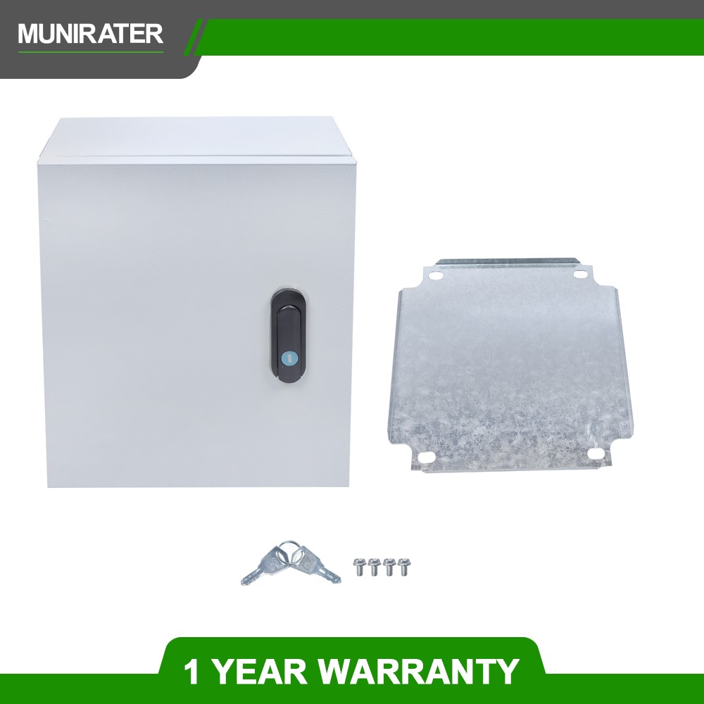 Industrial Steel Enclosure Box 12x10x6″ NEMA 4X IP56, Lockable w/Mount Plate