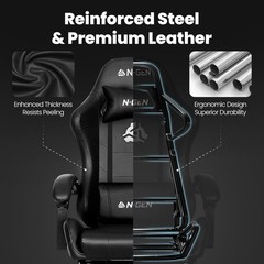 Video Gaming Chair with Footrest Lumbar Support for Home Office High Back Rec…