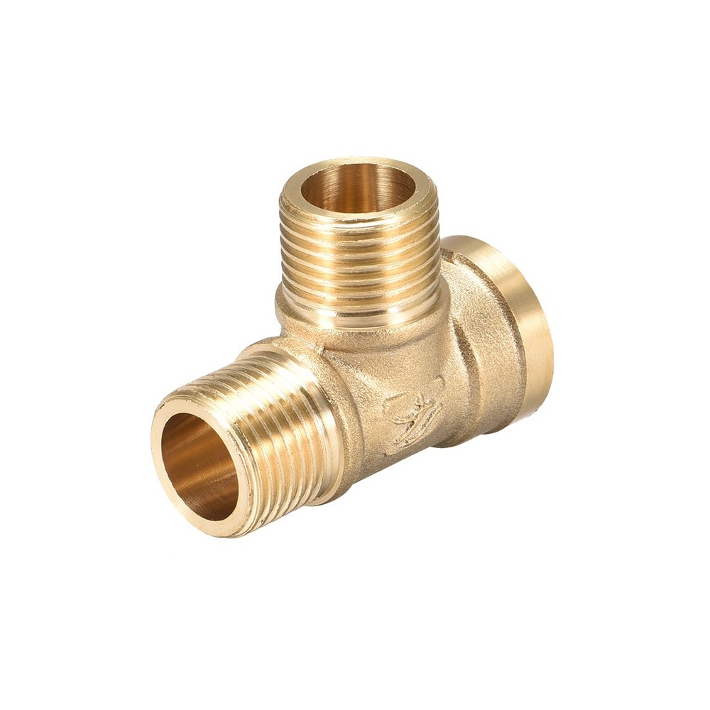 Brass Tee Pipe Fitting G1/2 Male x G1/2 Male x G1/2 Female T Shaped Connectors