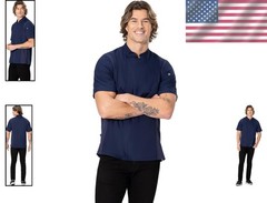 Men’s Chef Coat Polycotton Lightweight Zipper Long Sleeve Work Uniform