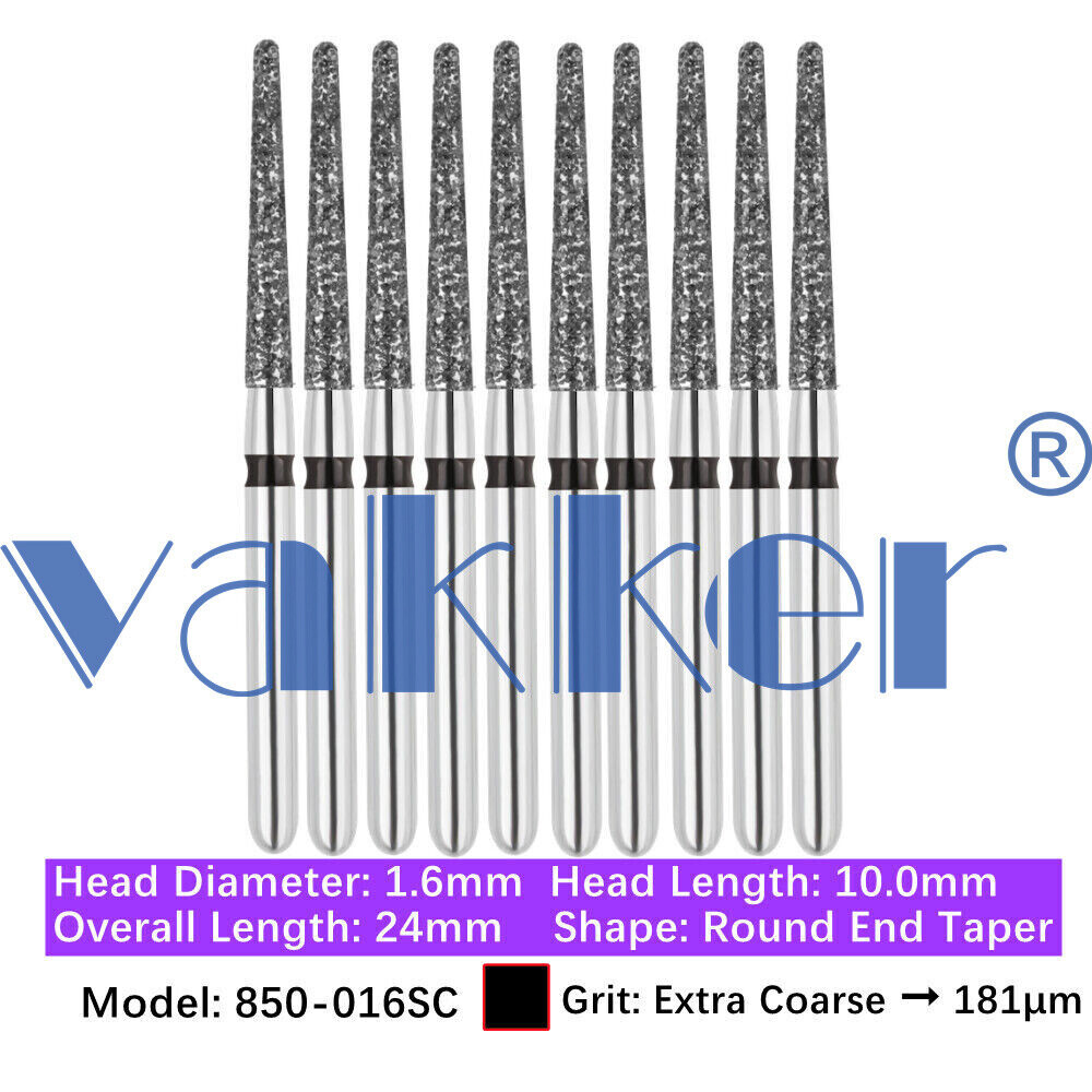 10/pk Dental FG High Speed Diamond Burs Round End Taper 850-016SC Super Coarse