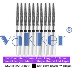 10/pk Dental FG High Speed Diamond Burs Round End Taper 850-016SC Super Coarse