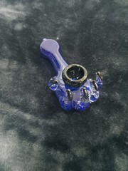 5″ GLASS Frit BLUE DEMON CLAW Tobacco Blue and Black Smoking Bowl Pipe