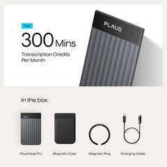 Plaud Note Pro AI Voice Recorder, Transcribe & Summarize with AI, App Black