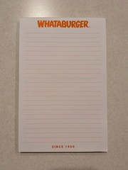Whataburger Note Pad 5.5 inch x 8.5 inch ***SEE DESCRIPTION