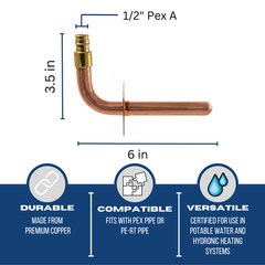 25) STUB OUT ELBOW WITH NAIL FLANGE 1/2 PEX A TUBING 3 1/2″ X 6 EXPANSION F1960
