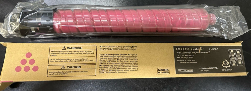 Ricoh IM C6000 Magenta Print Cartridge, Copier Toner, Genuine, MPN 842636