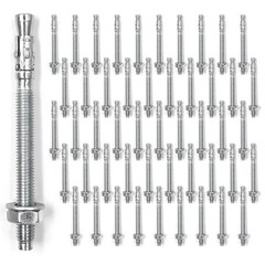50 PCS 5/16×4 Inch Standard Fasteners HeavyDuty Zinc Wedge Concrete Anchors