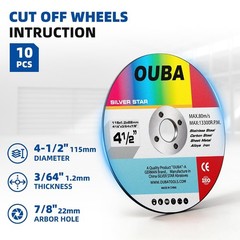 4-1/2 Inch Cut Off Wheel 10 Pack Angle Grinder Cutting Disc Metal Stainless