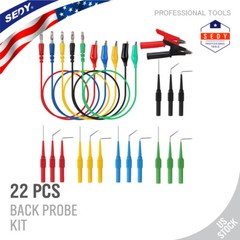 22Pcs Automotive Back Probe Kit Multimeter Test Leads Alligator Clips Wire Tool