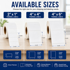 Direct Thermal Labels White Perforated Strong Adhesive Water Resistant Stickers
