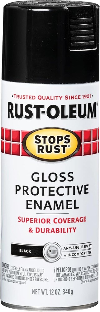 Rust-Oleum 7779830 Stops Rust Spray Paint, 12 oz, Gloss Black