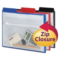 Smead Poly Project Organizer with Zip Pouch, 1/3-Cut Letter, Assorted Colors
