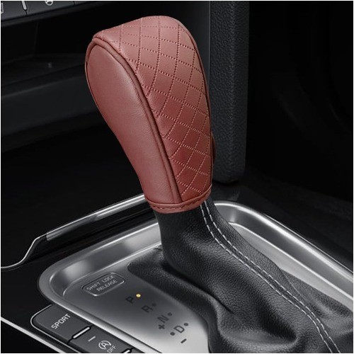 Breathable Anti-Slip Leather Car Shift Knob Cover, Universal G Color: Burgundy