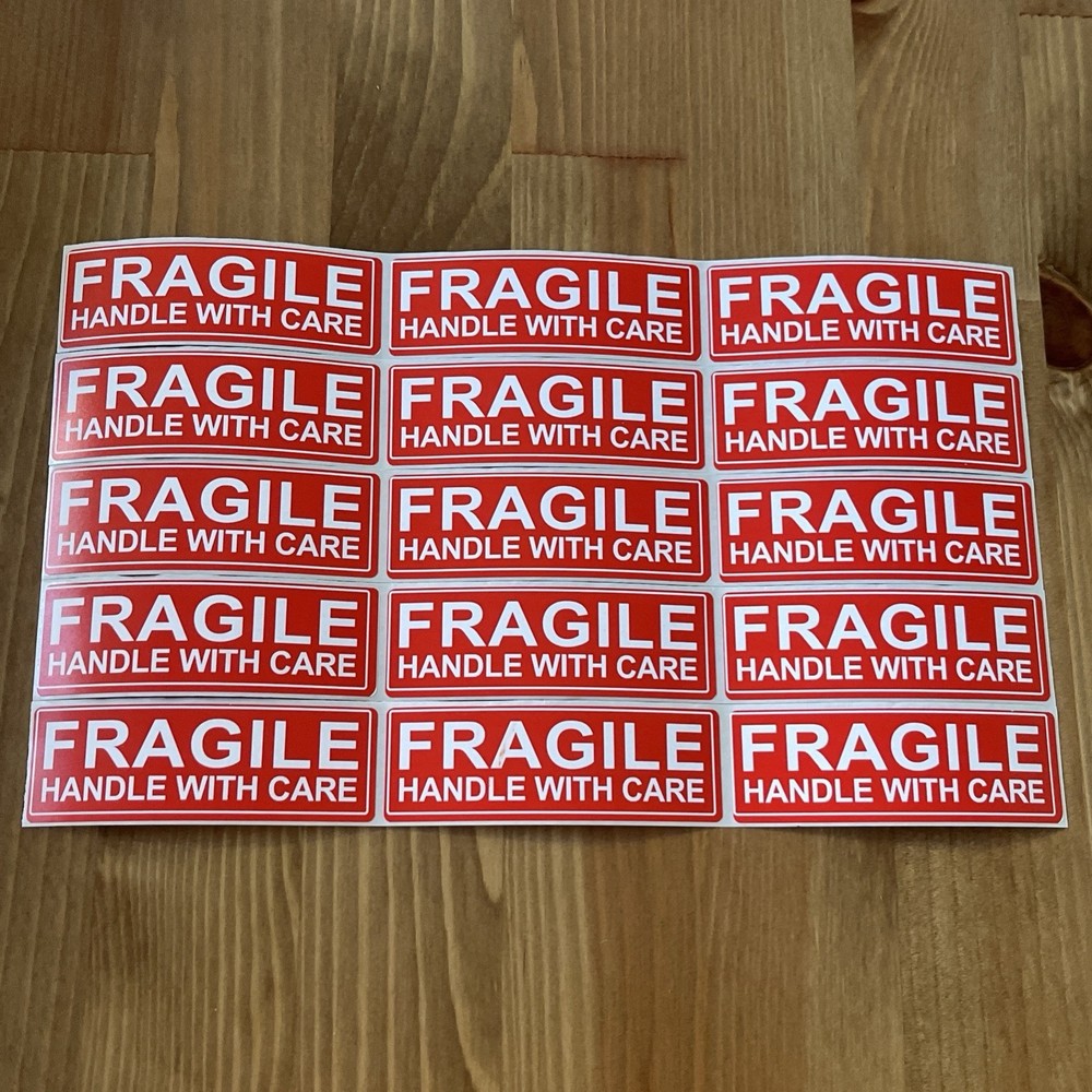 15pcs FRAGILE HANDLE WITH CARE 1″x3″ FRAGILE Stickers Packaging Safety Mailing