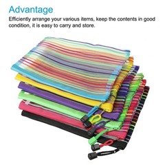 Mesh Zipper Pouch, A5 Nylon Mesh Cosmetic Bags Pencil Case Document Bag Zippe…