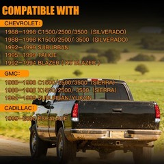 Clear Matte Black Full LED Tail Lights for 1988-1998 Chevy GMC C1500/2500/350…