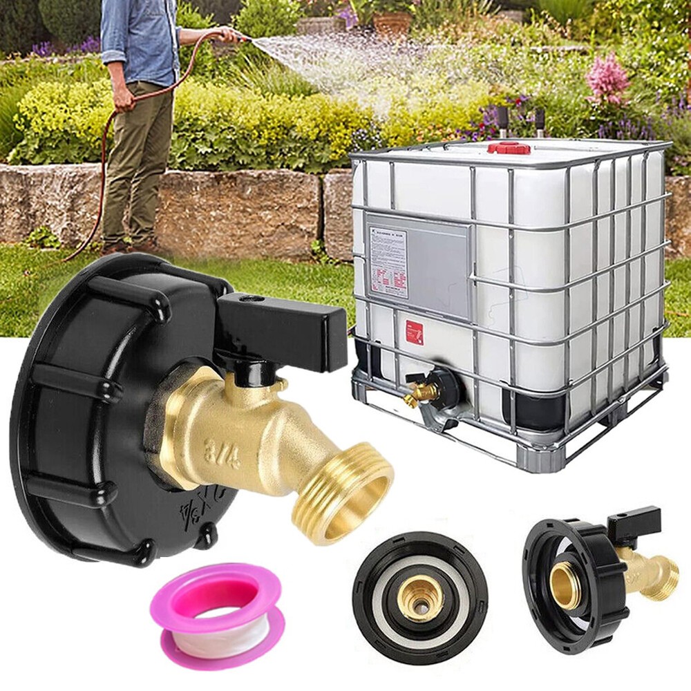 275-330 Gallon IBC Tote Tank Adapter 2″ Brass Coarse Thread Hose Faucet Valve