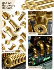 6-Pack Solid Brass Rods, 3/16 x 12 Inch Brass Rod, Premium Brass Round Stock