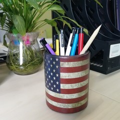 DreamsEden Vintage Pen Pencil Holder 5.9×2.76×4.3 inches, American Flag Round