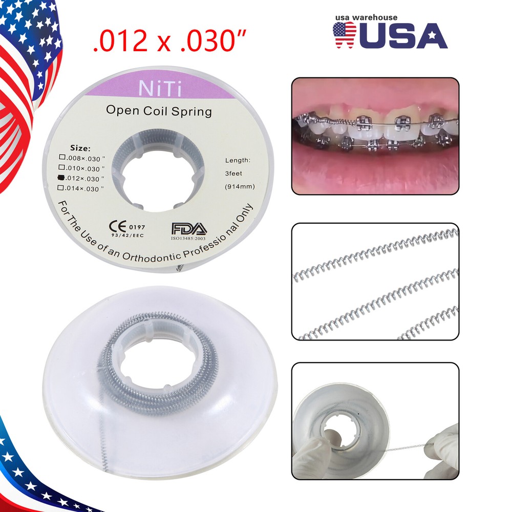 Dental Orthodontic Niti Open Coil Spring Spool .012 Inch 914mm pa