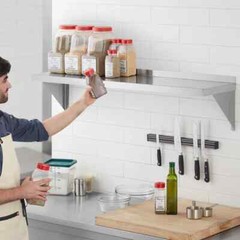 12″W x 48″L Stainless Steel Commercial Kitchen Overshelf Solid Wall Mount Shelf