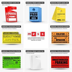 MESS Large Thick Parking Permit Hang Tags 100 Pack White 3x5in Car Mirror Pass