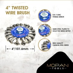 6Pcs Wheel Wire Brush 4-Inch (4″ Twisted/Knotted) For 5/8″-11 UNC Angle Grinder