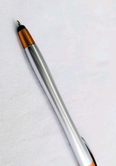 100 Stylus Tip Click Pens Javalina Hub Pen lot METALLIC SILVER & ORANGE
