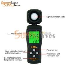 Digital Luxmeter Light Meter Illuminance Meter Handheld Ambient Photometer US