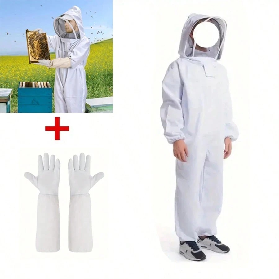 Premium Beekeeping Suit Breathable Full Body Protective Gear Durable XL White