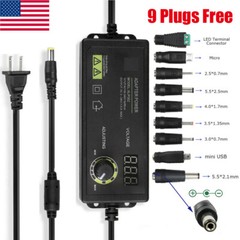 60W Adjustable Voltage 3 to 24V AC/DC Switch Power Supply Adapter 9 Plugs LED