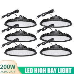 6Pack 200W UFO Led High Bay Light Commercial Industrial Warehouse Gym Shop Light