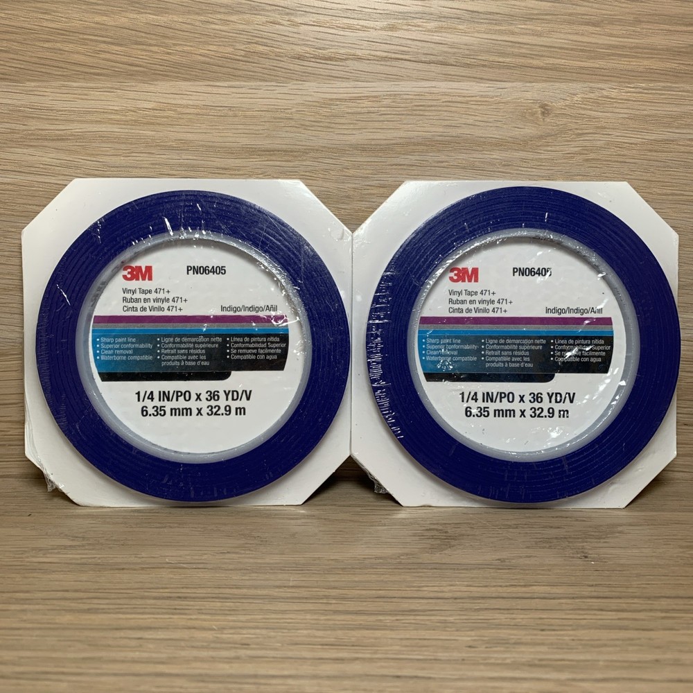 Lot 2 NEW 3M Fine Line Vinyl Tape 471+ Indigo Blue 1/4 in x 36 yd Roll PN06405