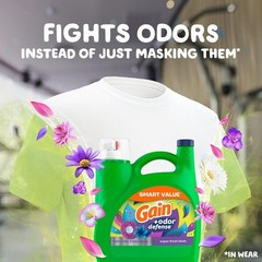 Gain + Odor Defense Liquid Laundry Detergent, Super Fresh Blast Scent, 107 Loads