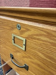 Vintage Industrial Mission Style Oak Wood Filing File Cabinet 2 Drawer / No Key