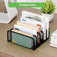 GDINDINFAN Mail Organizer Countertop, Metal File Holder with 5-Slot, Black