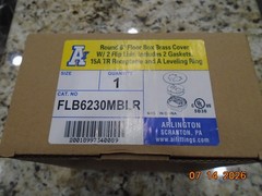 ARLINGTON FLB6230MBLR 6″ FLOOR BOX WITH BRASS COVER AND LEVELING RING NEW IN BOX