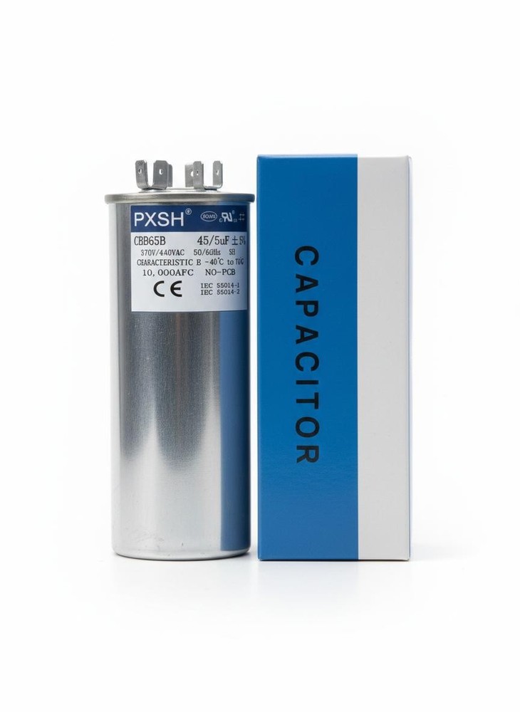 45/5 Uf 45+5 MFD 370V or 440V Dual Run Start round A/C Capacitor 45 5 Uf 370 440