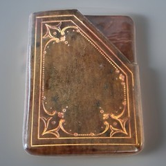 Art Deco CALLING CARD /Business/Wallet Cash Slip Case Tooled Leather Italian