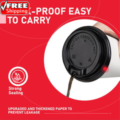 16 Oz 100 Pack Coffee Cups with Lids and Sleeves, Hot Paper Coffee Cups with Lid