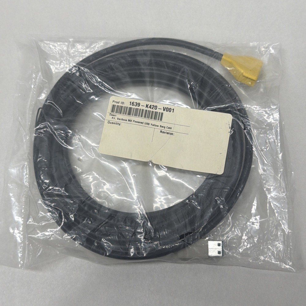 Verifone MX powered USB Yellow Berg Cable 1639-K420-V001 OEM CABLE NEW SEALED