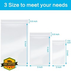 Aubeco 300 Clear Plastic Bags 2×3 3×4 4×6 Inch