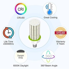 (2-Pack) 480V LED Corn Light 200W (800w HID MH HPS Eq.) Warehouse High Bay Bulb