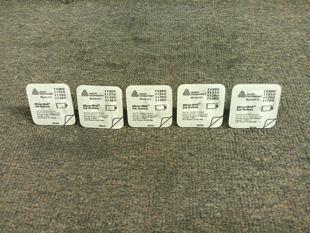 11828001 5pk Avery Monarch Black Ink Rollers 1130, 1131, 1135 & 1136 Label Guns