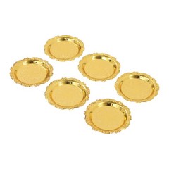 6PCS Vintage Snack Plates 10cm/3.94in Round Restaurant Serving Trays Set Gold