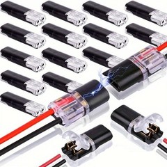 100pcs Double-Wire Plug-in Connector, Cable Clamp with Locking Buckle, AWG 18-22