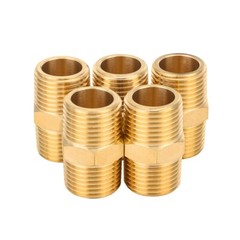 5 PCS EFIELD 3/8″ x3/8″ Male NPT Hex Nipple Pipe Adapters ,Brass Fittings